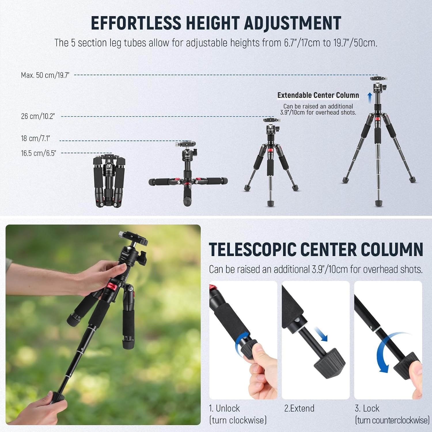 Mini Tabletop Tripod 50cm with 360 Degree Ball Head: image 3