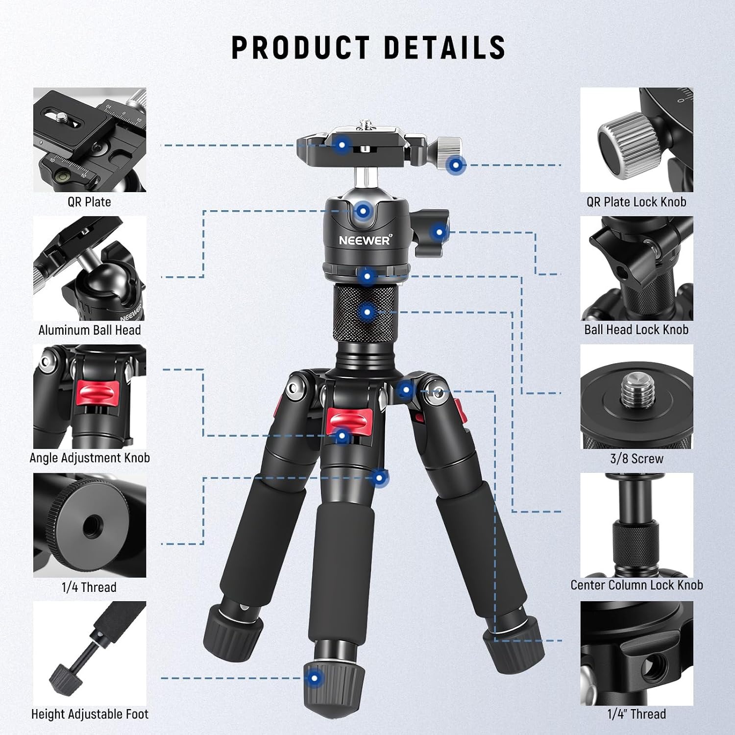 Mini Tabletop Tripod 50cm with 360 Degree Ball Head: image 6
