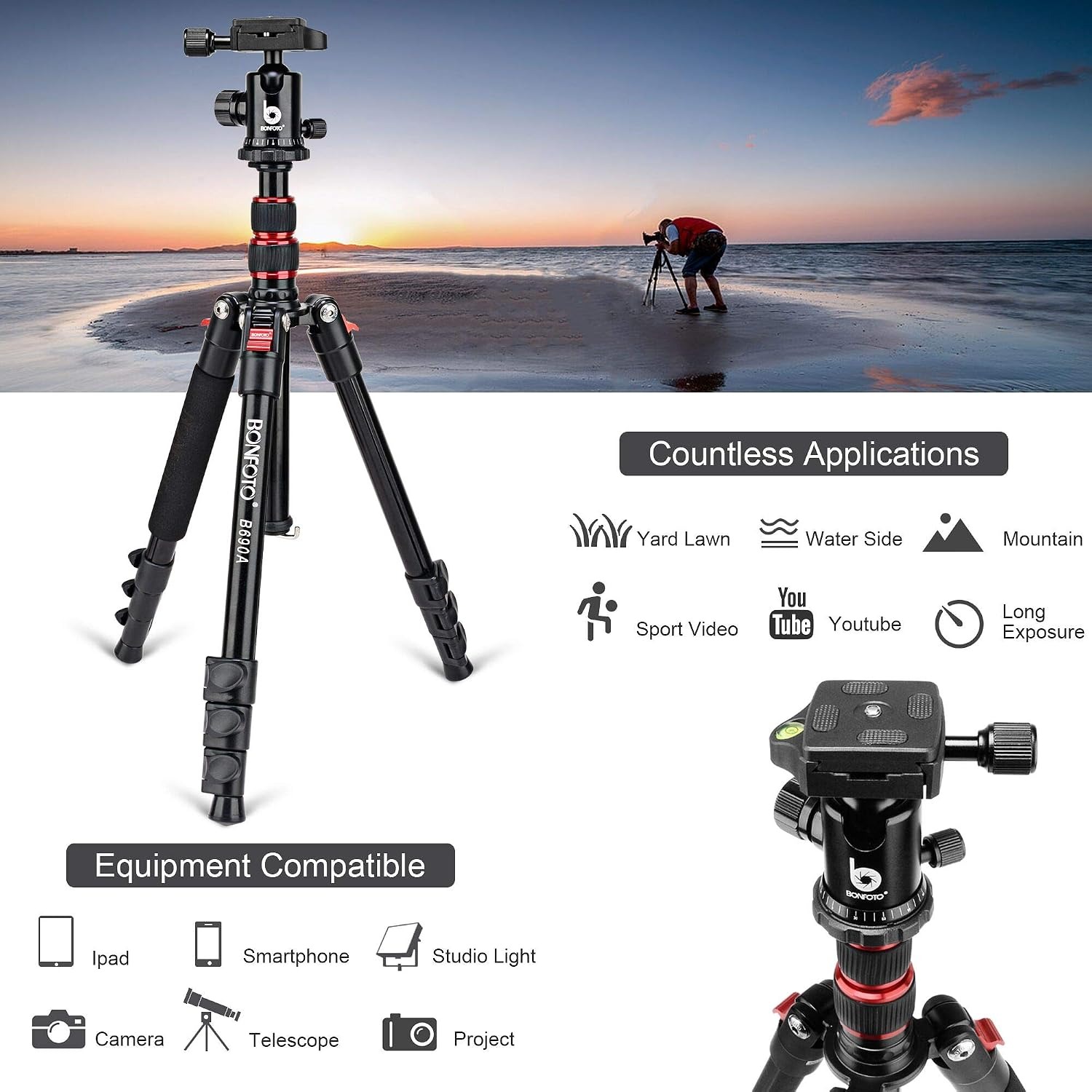 BONFOTO B690A Travel Camera Tripod