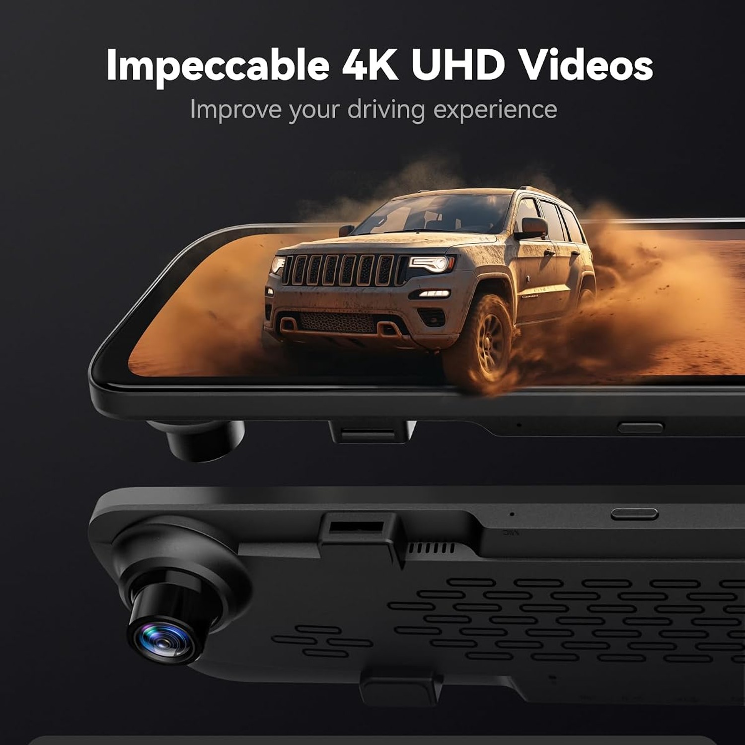WOLFBOX G840S 4K Mirror Dash Cam with 12-Inch Touchscreen