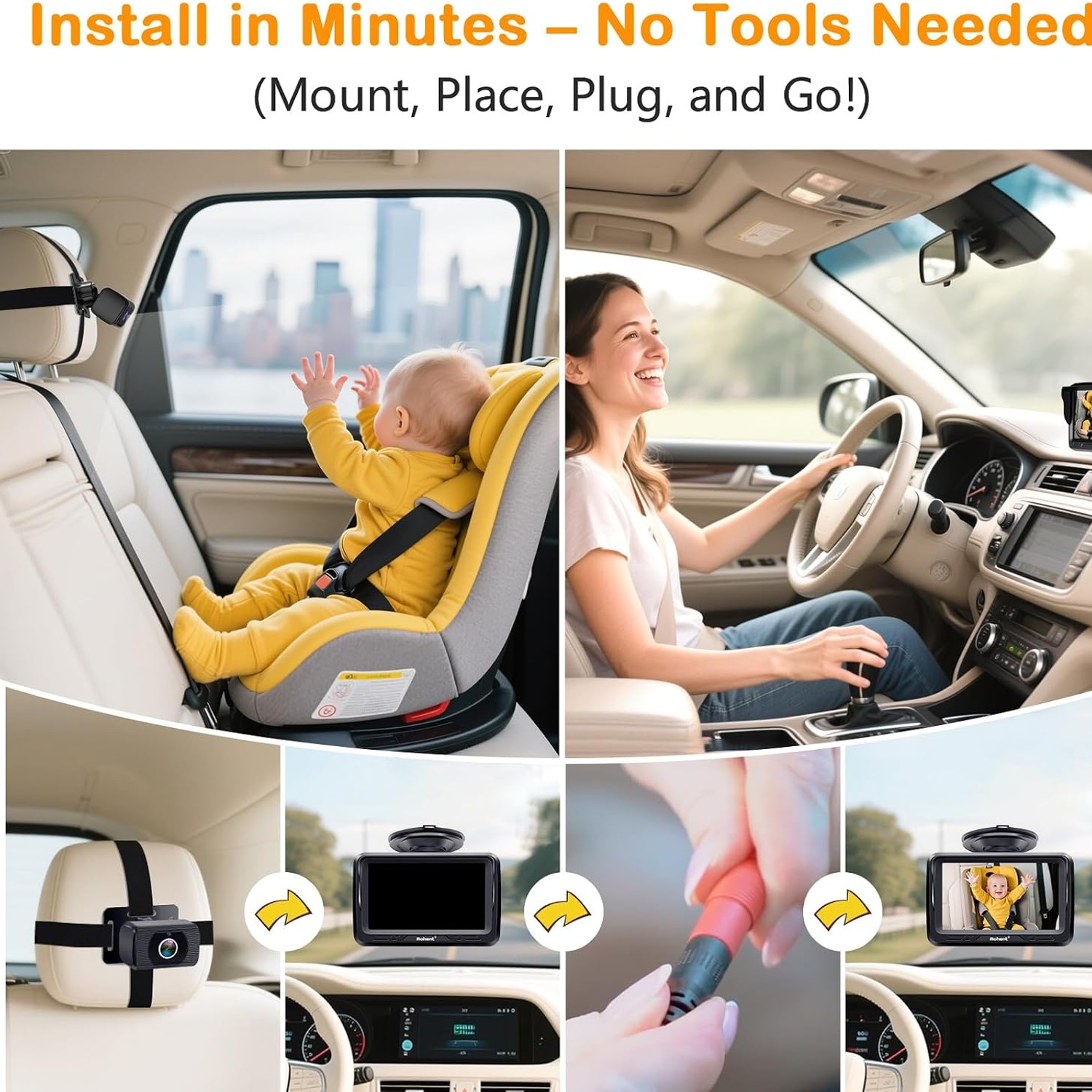 1080p Baby Car Camera with 4.3 Inch Monitor