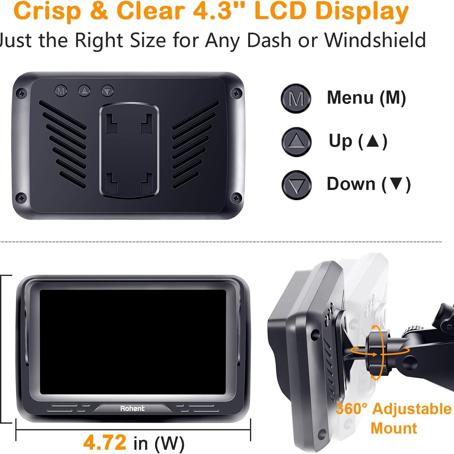 1080p Baby Car Camera with 4.3 Inch Monitor