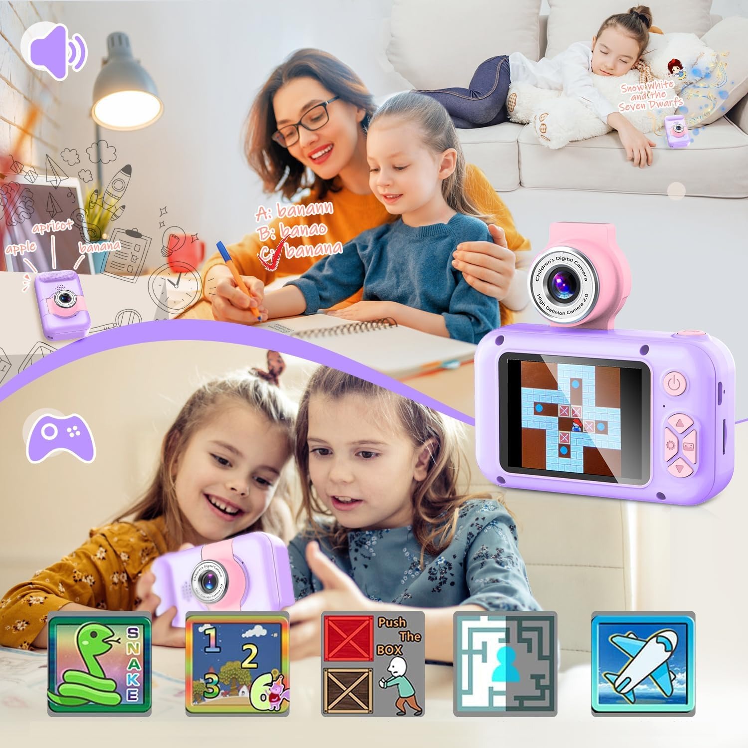 ARNSSIEN Kids Camera with 180° Flip Lens