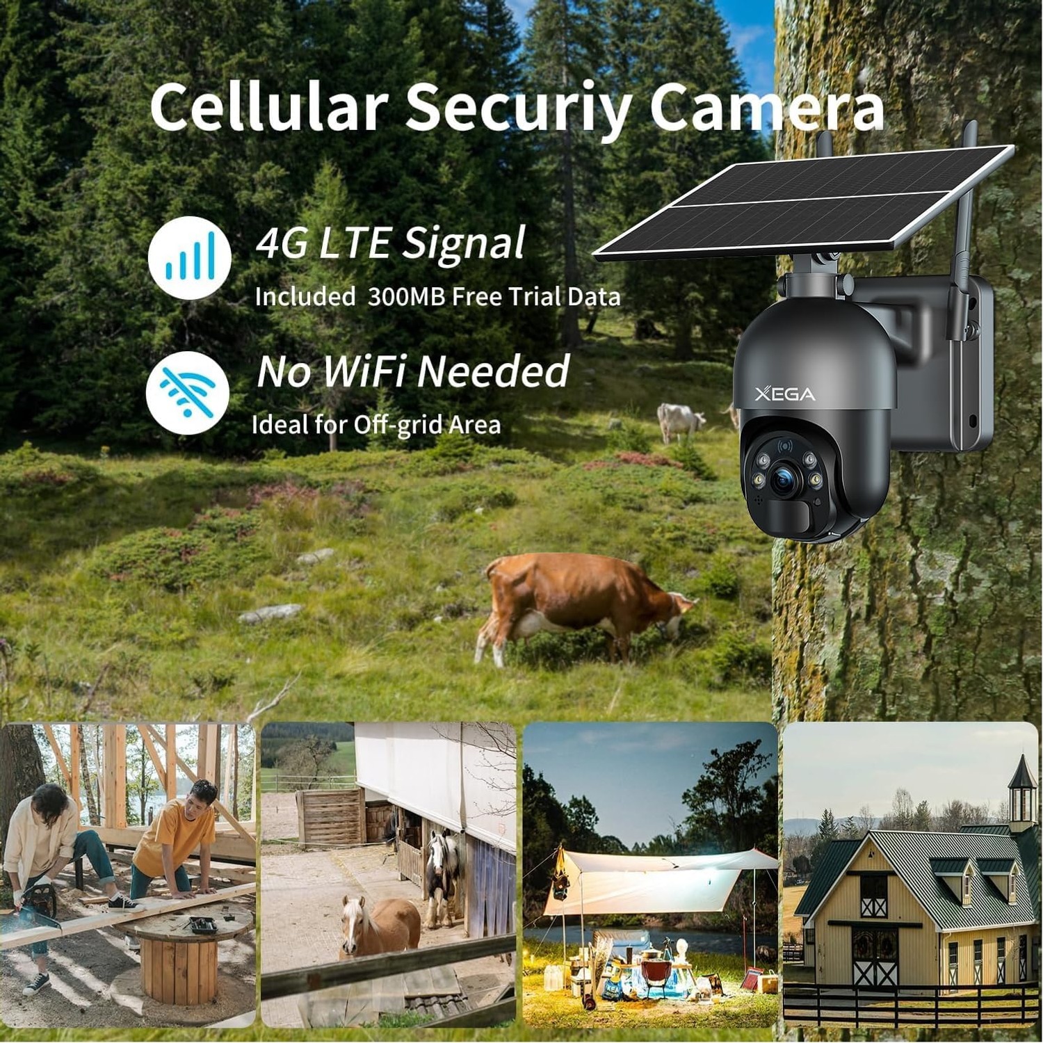 4G Solar Security Camera with SIM Card Slot